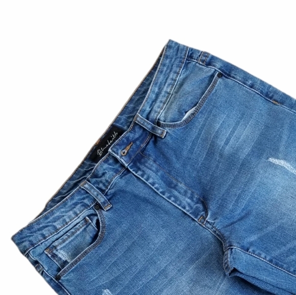 Blue Faith High Rise Distressed Denim Shorts. - Picture 2 of 5